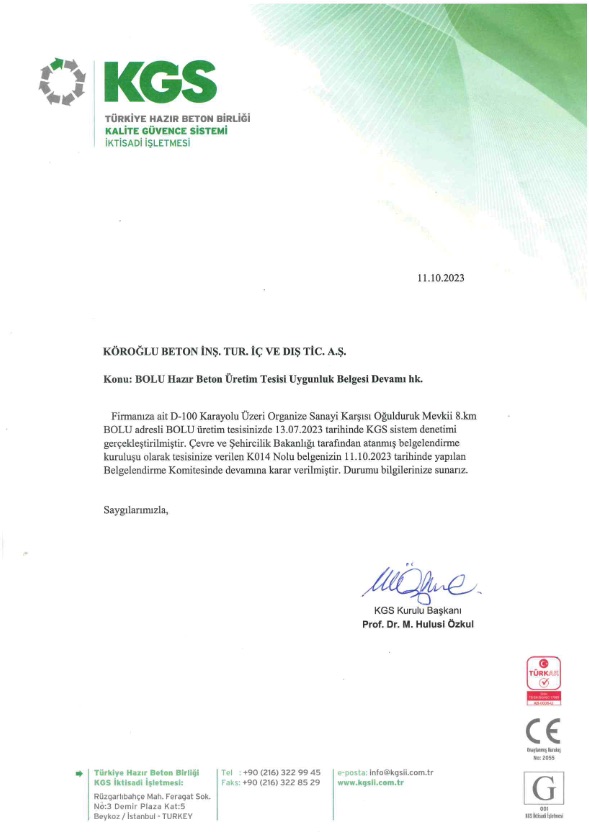 KGS Uygunluk Belgesi